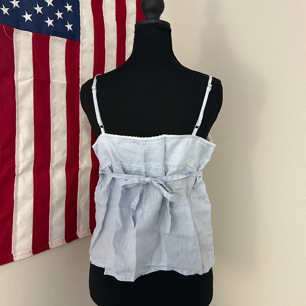 Light Blue Linen Brandy Melville Top - Picture 3 of 3